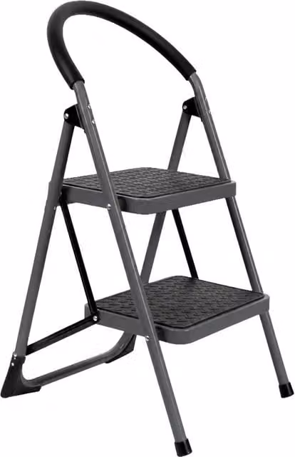 Futura 2 Step Heavy-Duty Steel Folding Step Ladder in Grey – 1