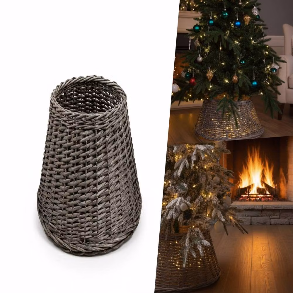 Pegdev Brown Wicker Christmas Tree Skirt Rattan Base Cover – 4