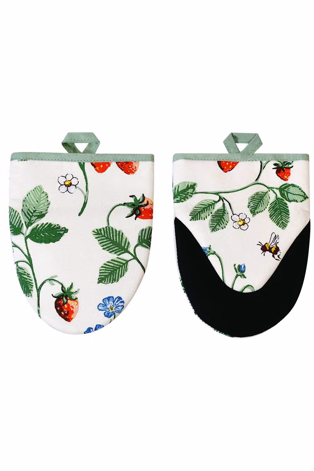 Ulster Weavers Strawberry Patch Cotton Microwave Mitts, Pair, Green, White and Blue – 2