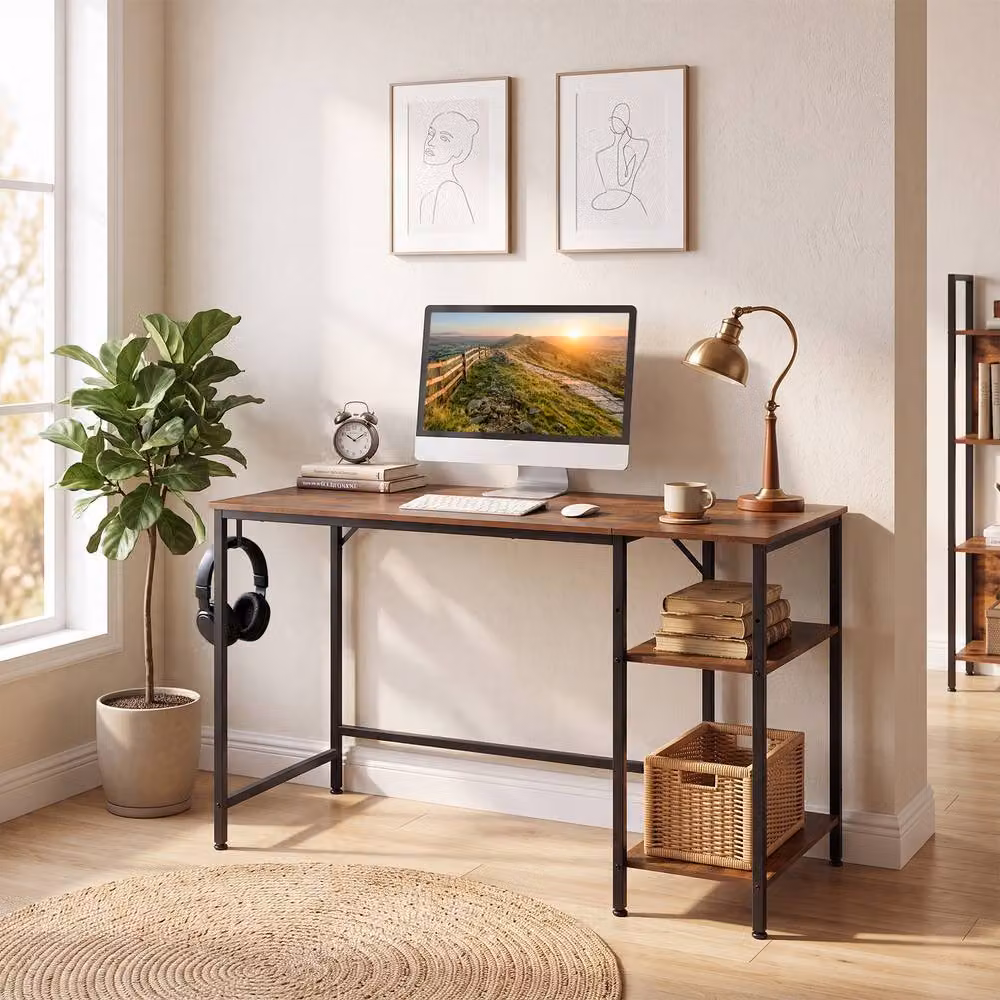 Costway Reversible Modern Home Office Computer Desk in Brown – 3