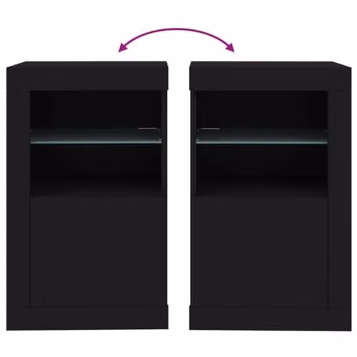 vidaXL Set of 2 Modern Black Side Cabinets with LED Lighting and Internal Shelves, W/D/H: 67.0 x 41.0 x 37.0 cm – 3