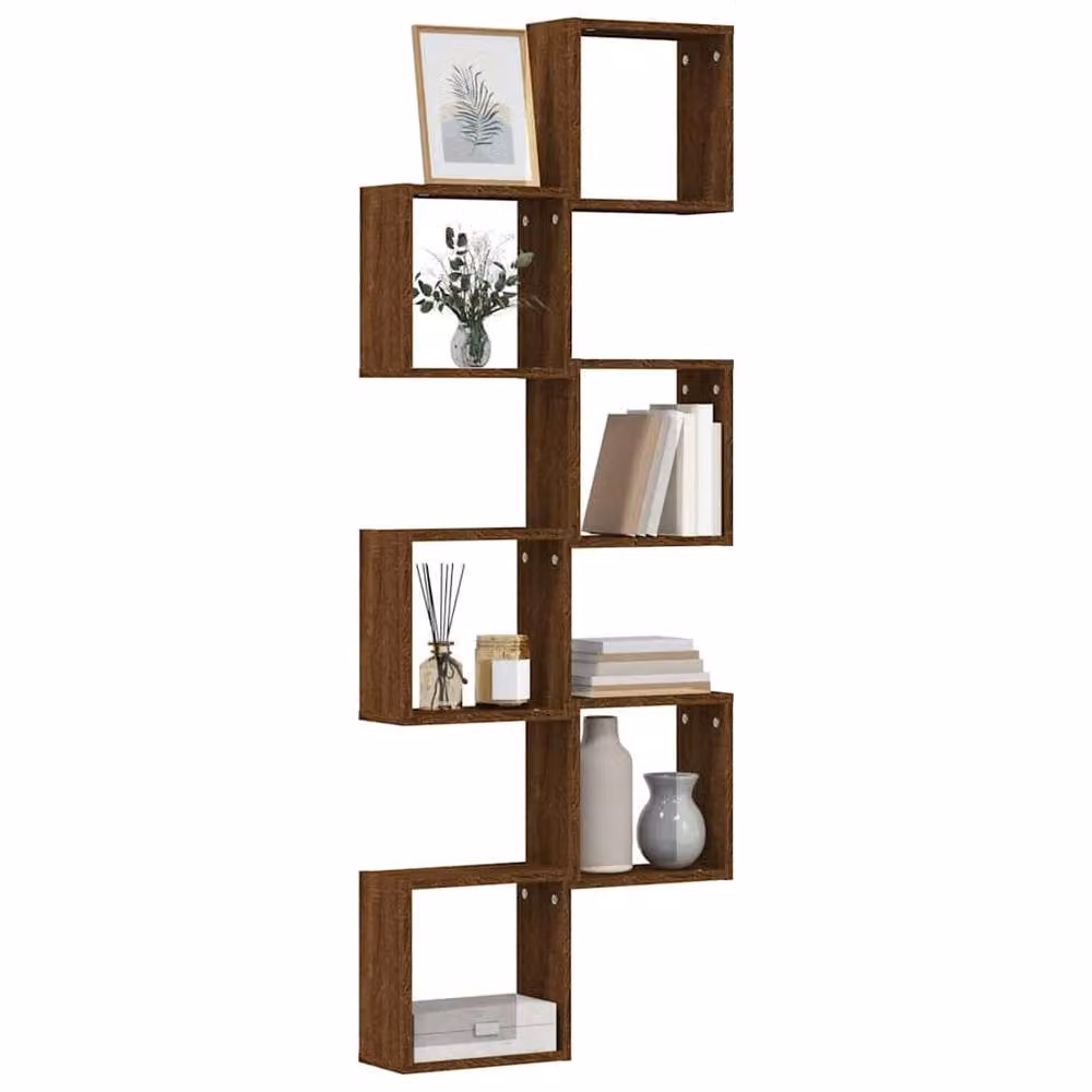 Berkfield Home Wall Mounted Cube Shelves, 6 Piece, Brown Oak, W/D/H: 30 x 15 x 30 cm – 2