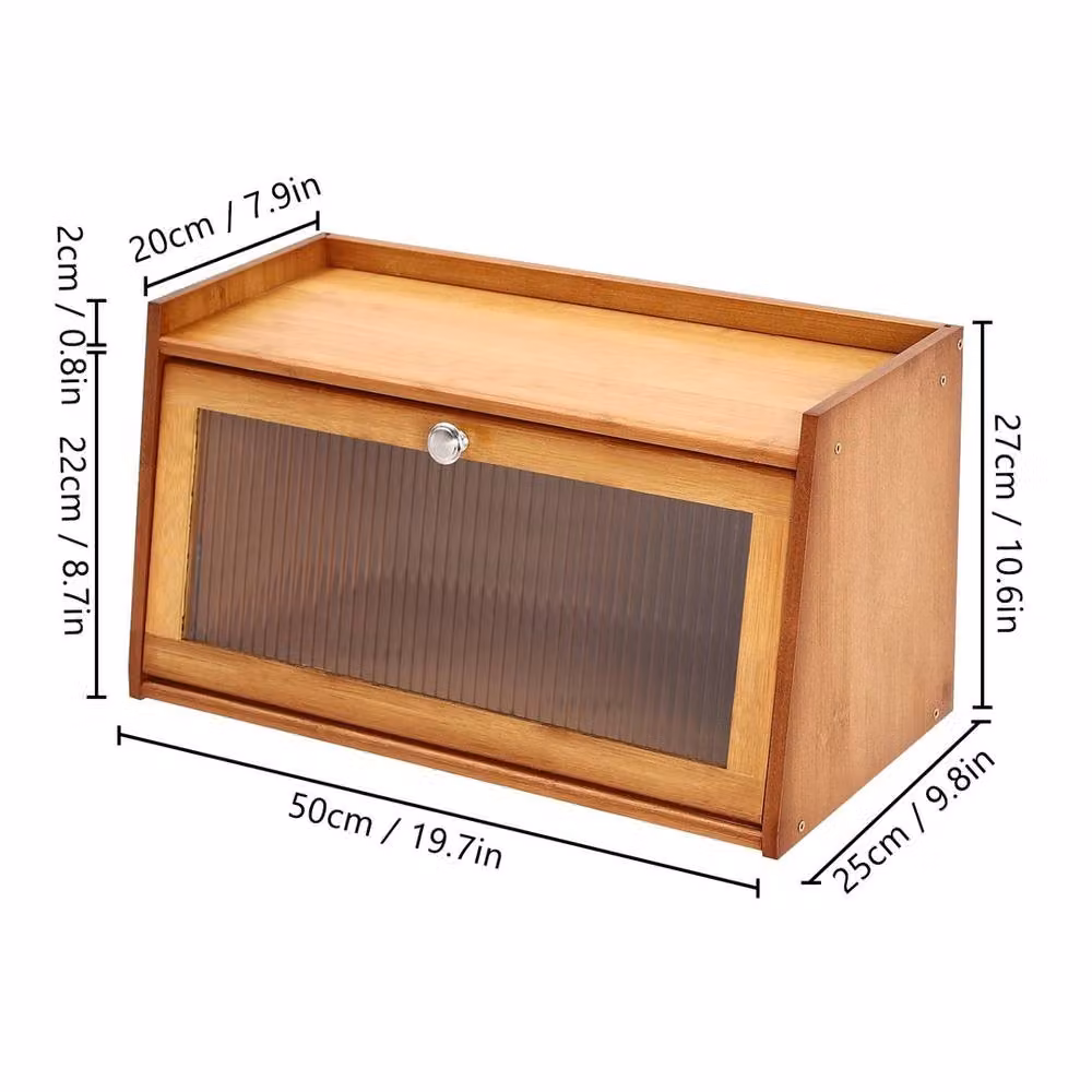 VOGREX Brown Lacquered Bamboo Mini Kitchen Storage Cabinet with Glass Doors – 2