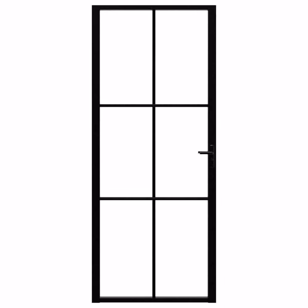 Berkfield Home ESG Glass and Aluminium Interior Door, Black, W: 83 cm, H: 201.5 cm – 3