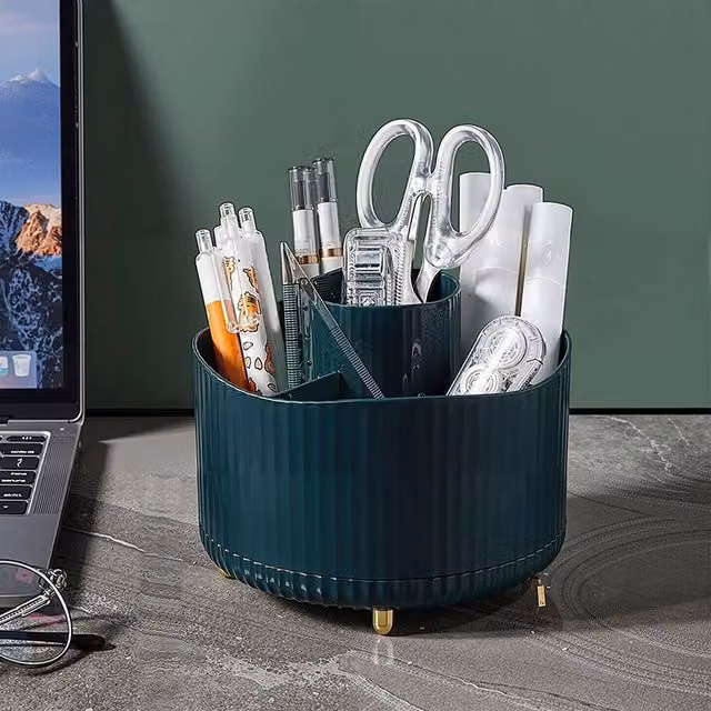 EONLION Dark Green Makeup Organiser and Brush Holder, W: 50 cm x D: 12.5 cm x H: 5 cm