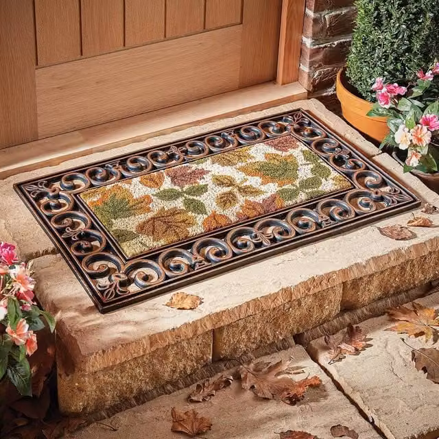 Gainsborough Rectangular Coir and Rubber Autumn Door Mat, Multicolour, W: 75 cm, D: 45 cm