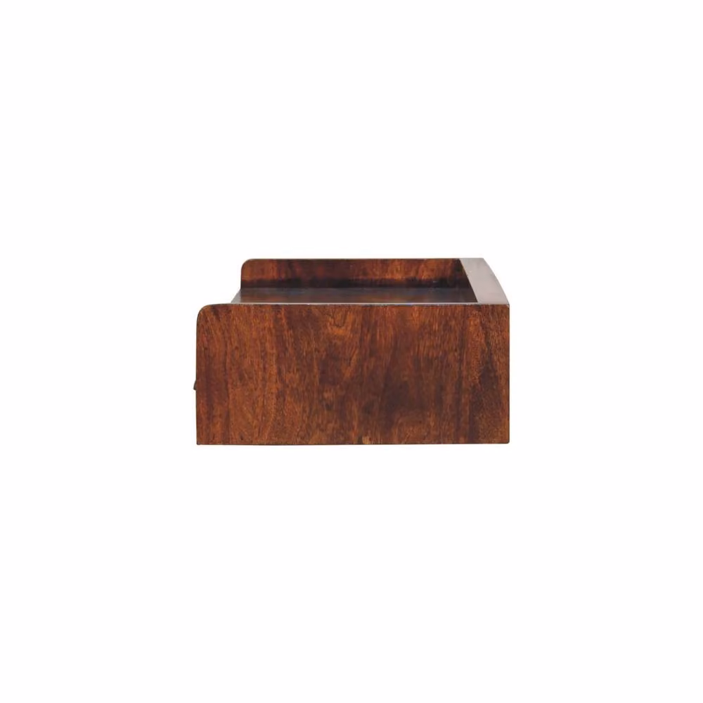 STILVORA Wall-Mounted Console Shelf with 1 Drawer in Brown Mango Wood and Bronze Metal – 4