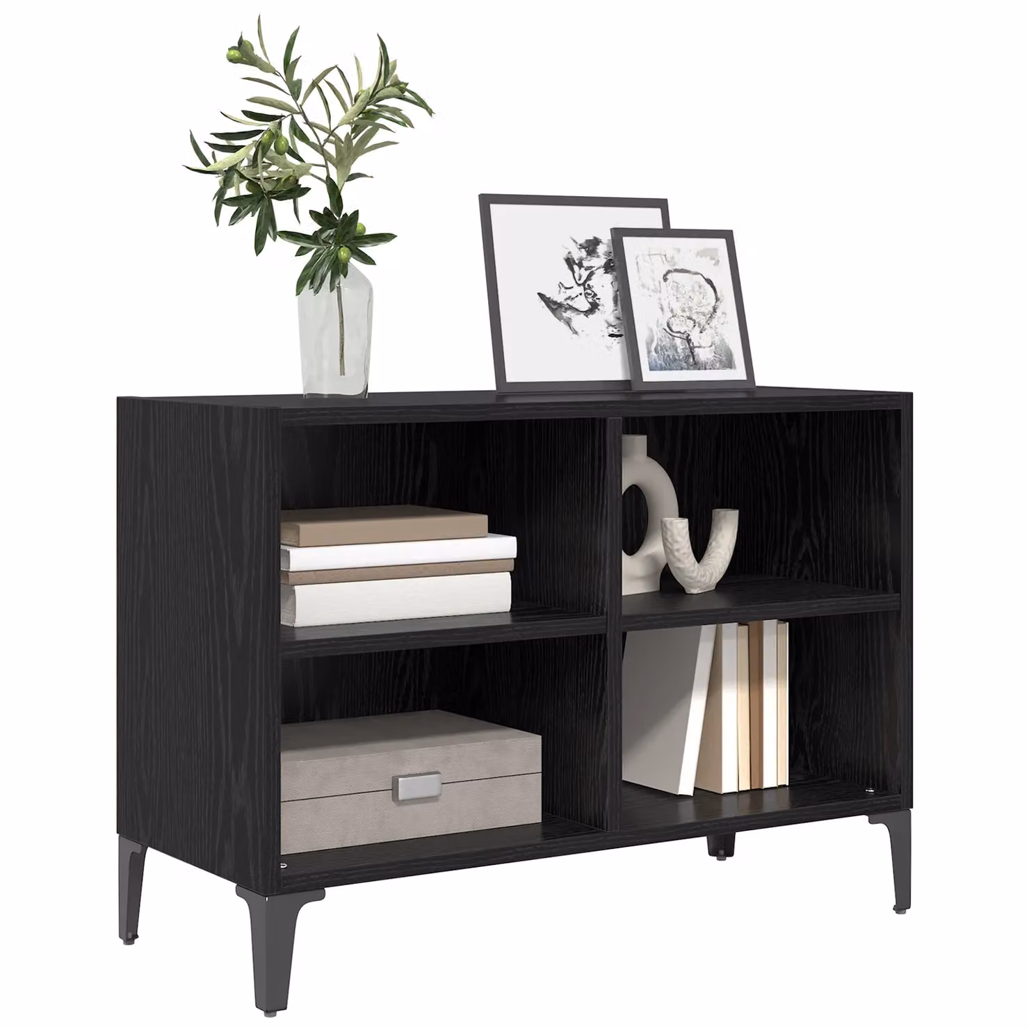 Berkfield Modern Black Oak Engineered Wood Home Entertainment Centre – 3