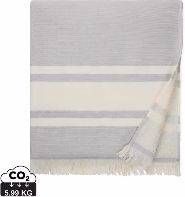 Vinga Tolo Hammam Striped Terrycloth Cotton Towel in Grey, W/D/H: 180 x 80 x 0.8 cm