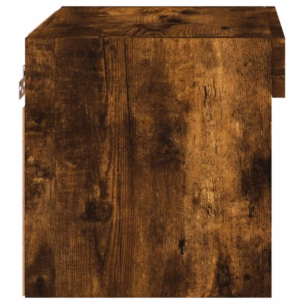 Berkfield Home Set of 2 Wall-mounted Bedside Cabinets with Integrated LED Lights in Smoked Oak Brown – 6