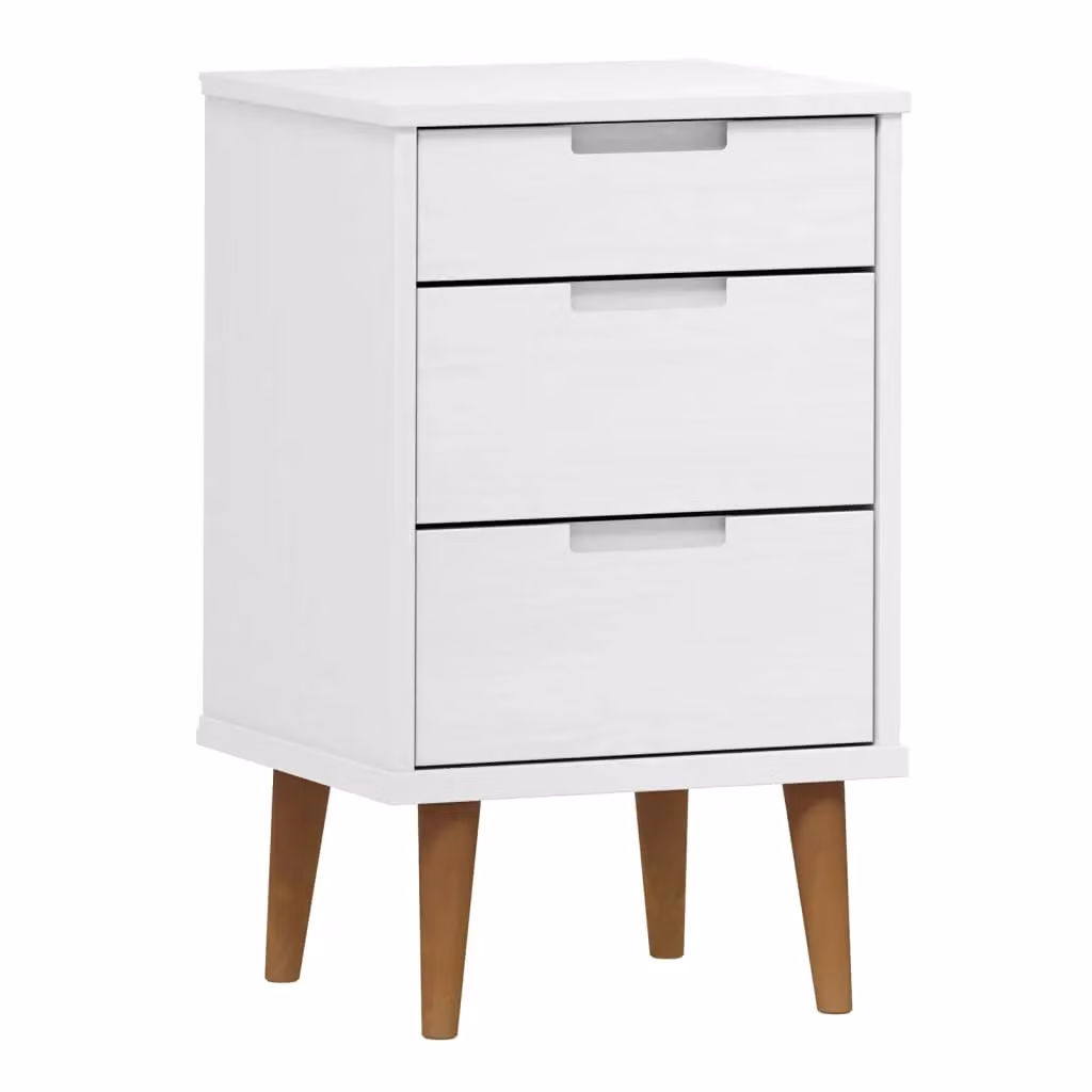 Berkfield Home MOLDE Bedside Cabinet in White Solid Wood Pine, W/D/H: 40 x 35 x 65 cm – 2