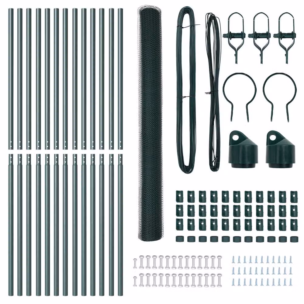 Berkfield Home Set of 2 Green PVC Coated Steel Round Fencing, Length: 25 m per panel – 4