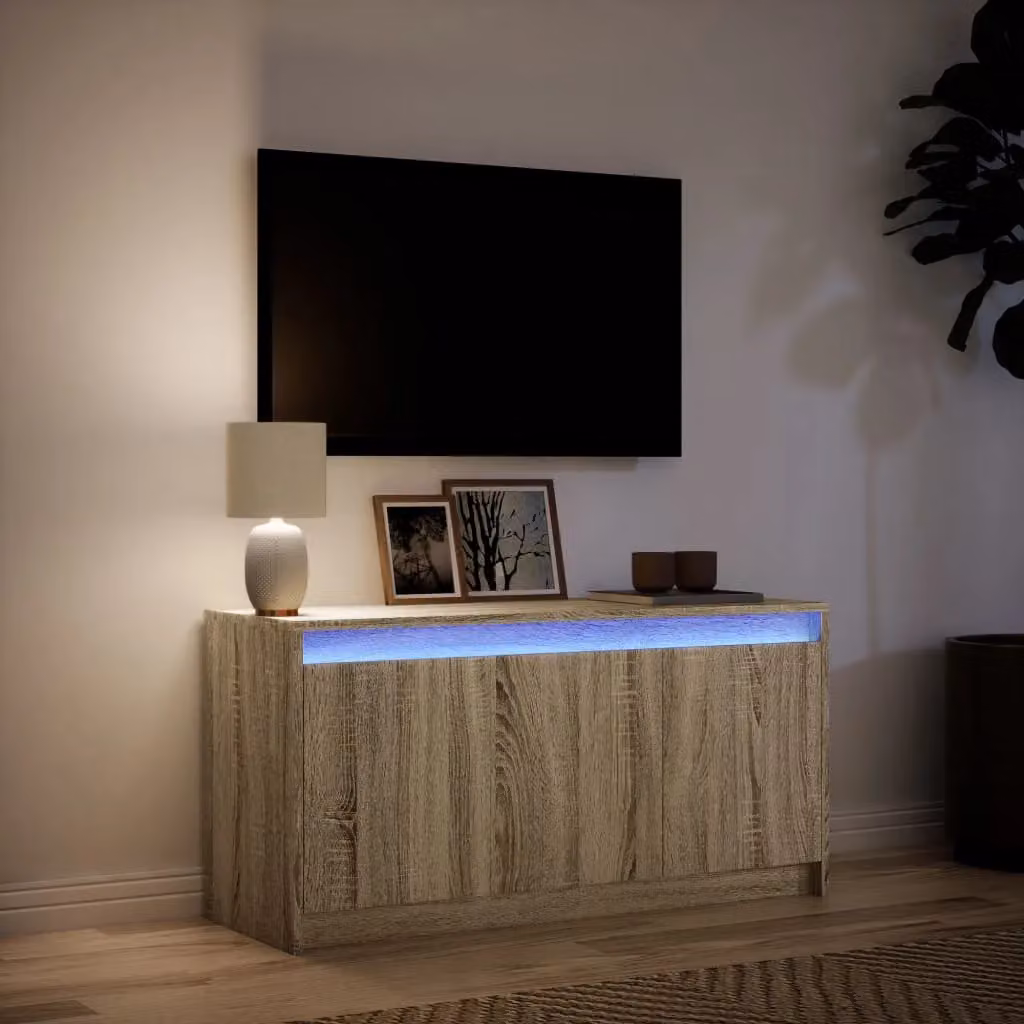 Berkfield Home Modern TV Cabinet with LED in Sonoma Oak Brown, W/D/H: 100 x 34 x 50 cm – 2
