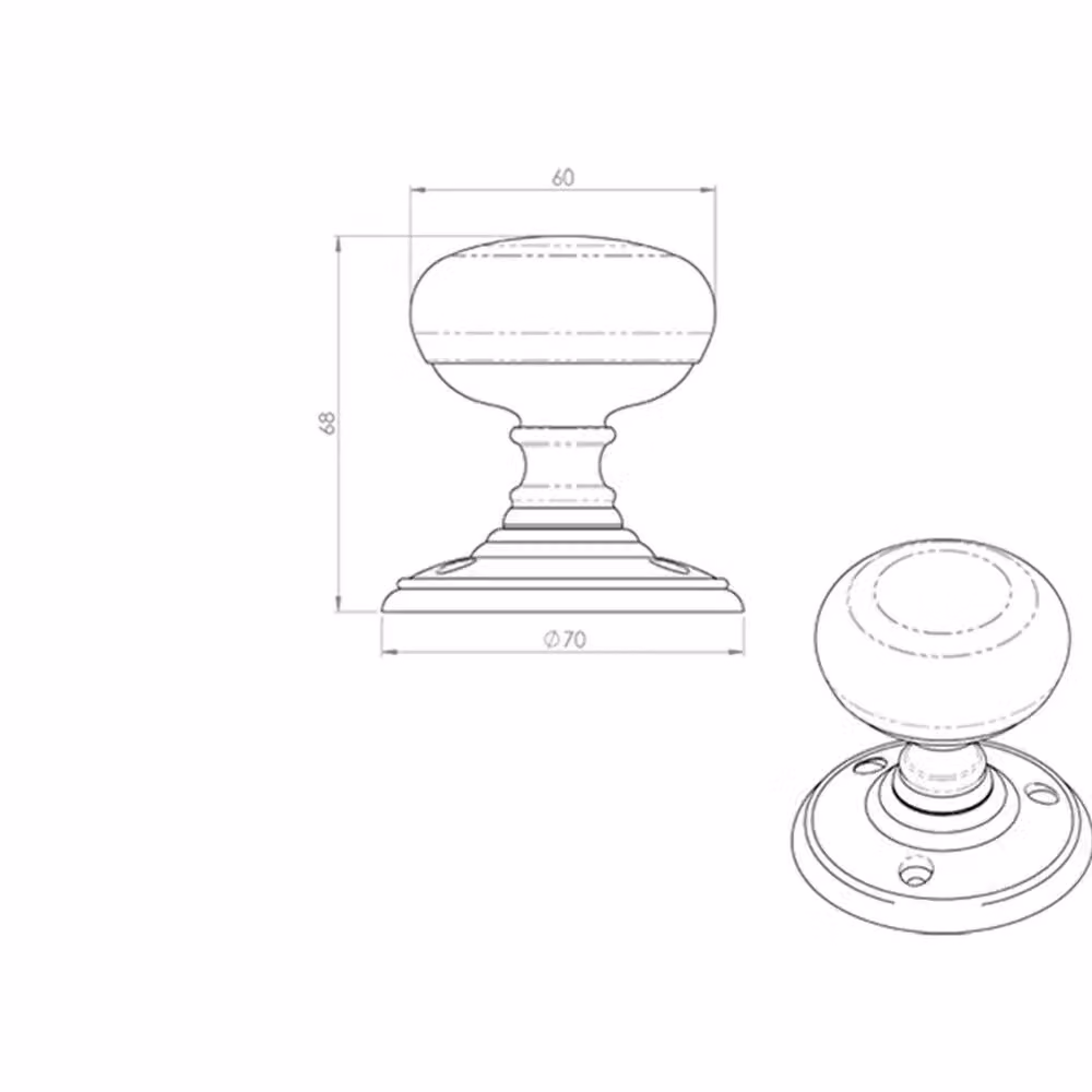 Loops Pair of Rounded Mortice Door Knobs in Oak Wood with Satin Chrome Rose, 60mm Diameter – 2
