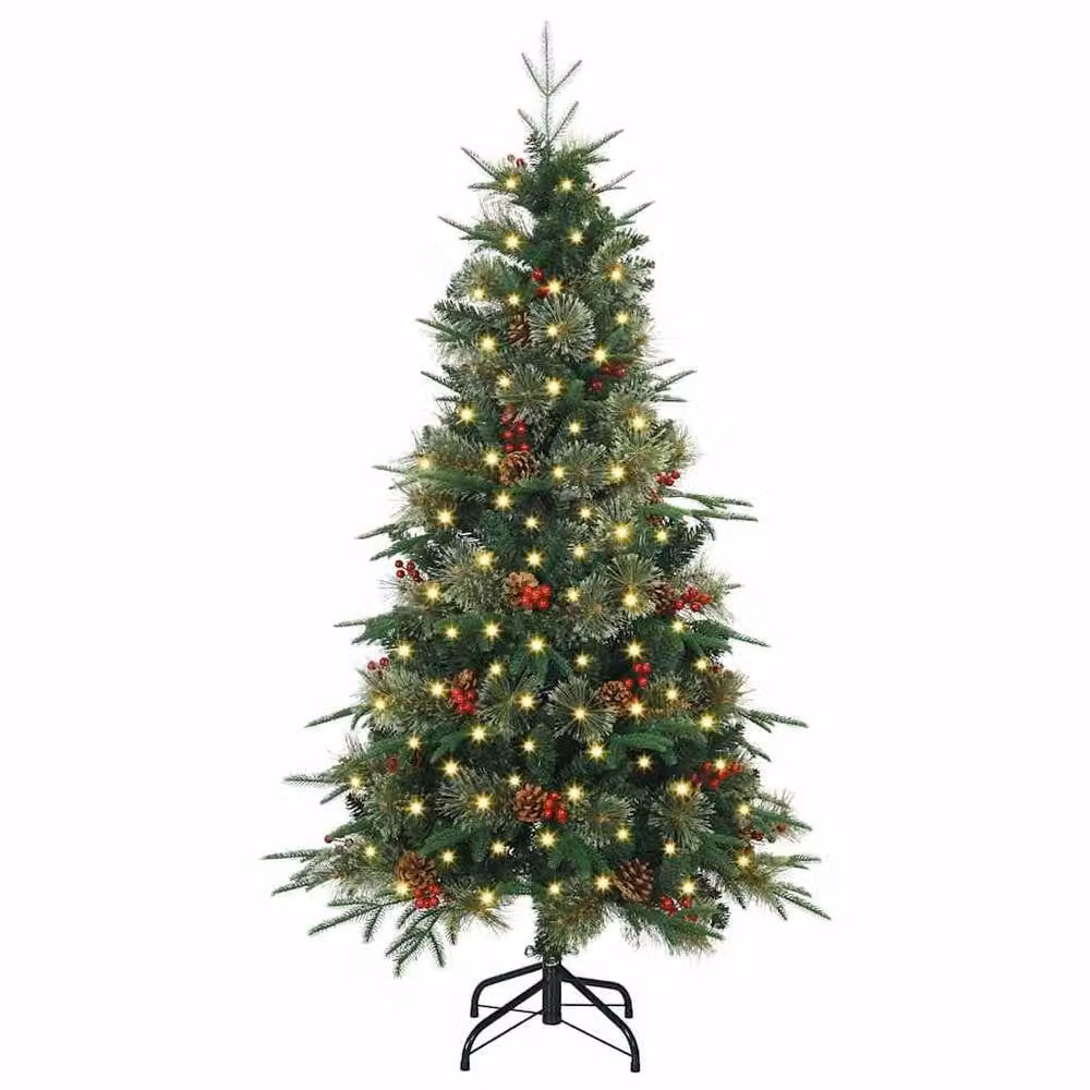 Berkfield Home Green Artificial Hinged Christmas Tree, Height: 150 cm – 3