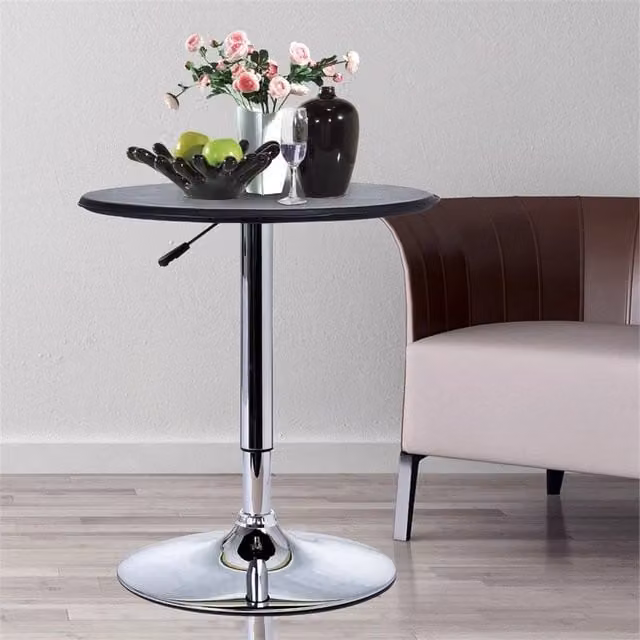 EONLION Round Bar Table with Adjustable Height in Black Metal – 1