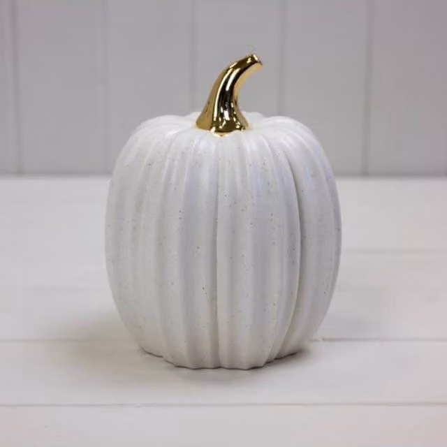 KDMD White Ceramic Pumpkin Tabletop Decoration