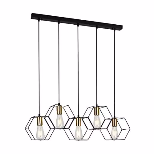 Netlighting Aina Modern 5 Light Bar Pendant Ceiling Light in Black with E27 Bulbs