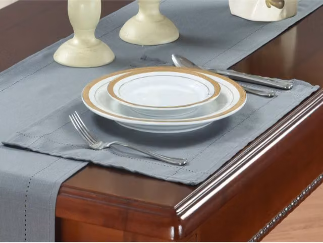 Kitchenwise Grey Linen Look Slubbed Rectangular Tablecloth