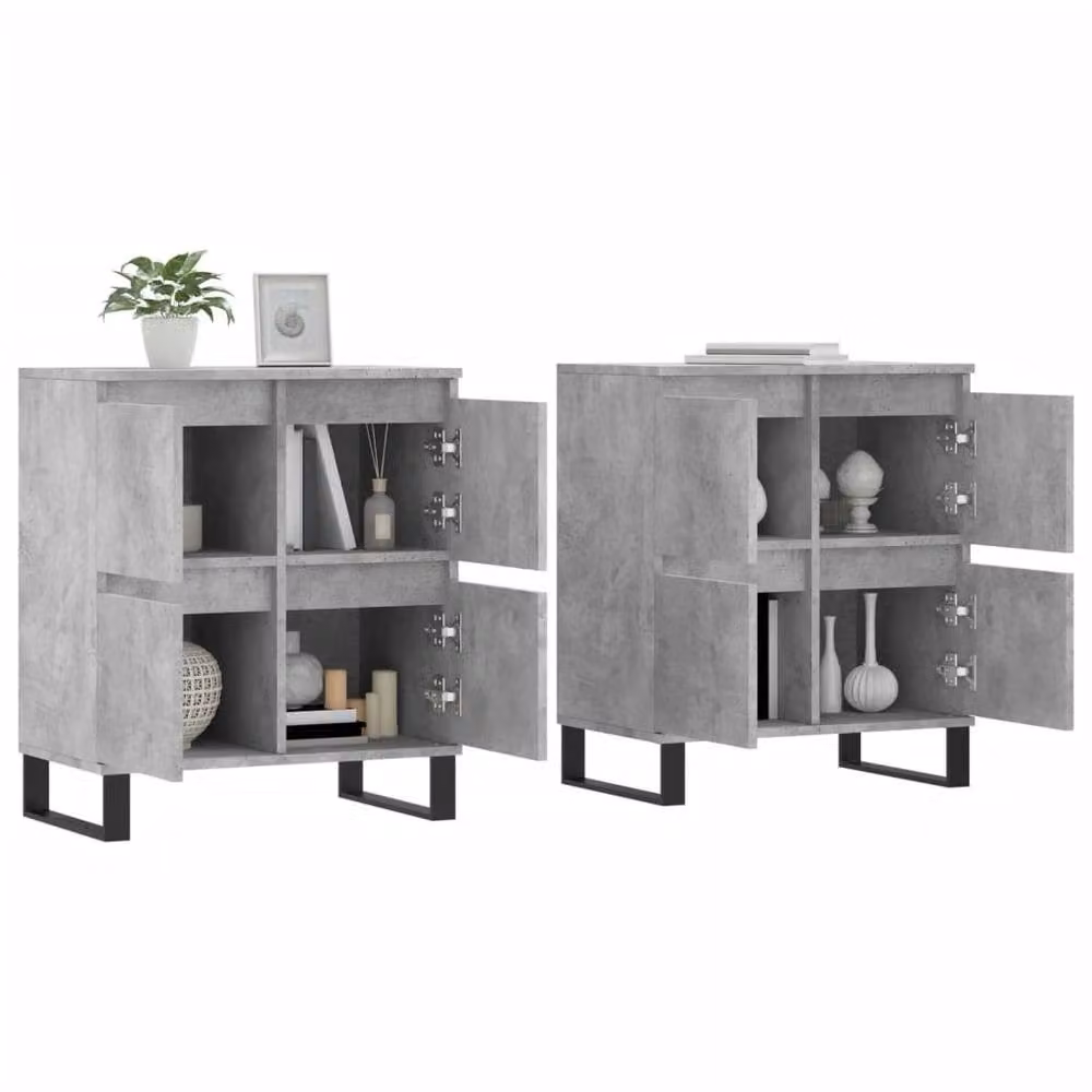 Berkfield Home Set of 2 Classic Sideboards in Concrete Grey Matt MDF – 3