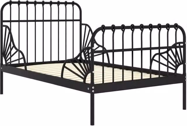 Berkfield Home Extendable Metal Bed Frame in Black, W/D/H: 80 x 130/200 cm – 1