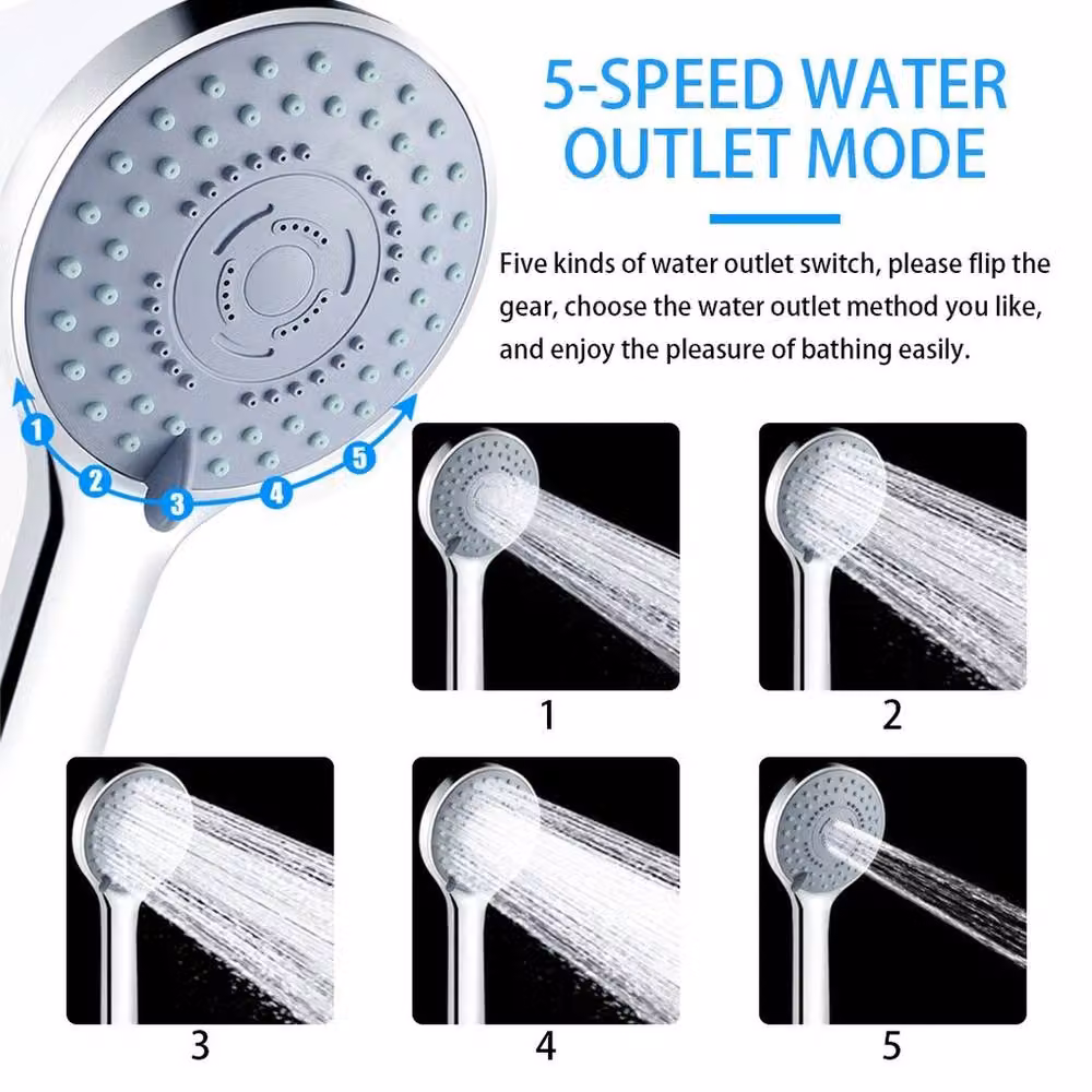 VOGREX 5 Mode High Pressure Shower Head with Massage Function in Chrome Silver – 2