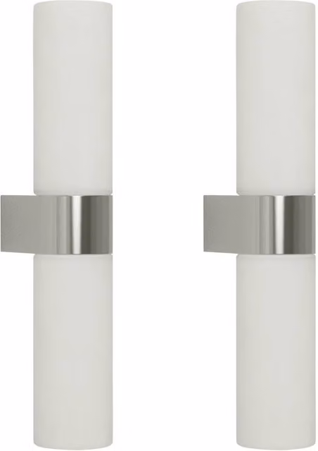 First Choice Lighting Koto Set of 2 Chrome and White Opal Glass IP44 Bathroom Twin Wall Lights