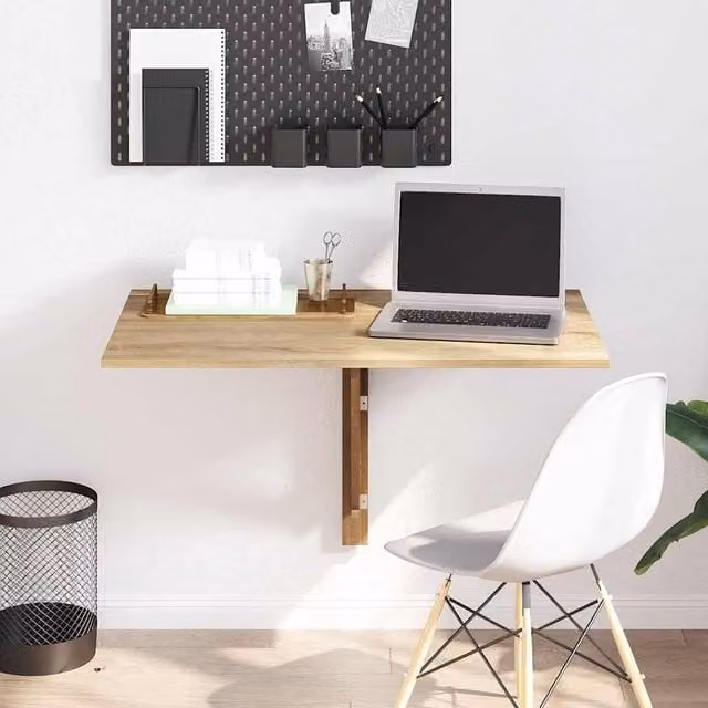 Berkfield Home Folding Wall Table in Brown Oak, W: 100 cm, D: 60 cm