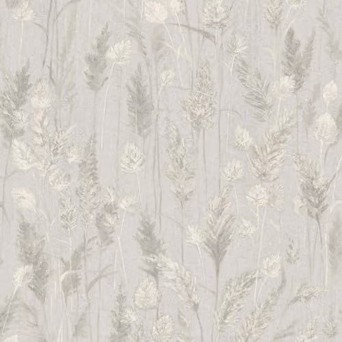 Grandeco Meadow Grasses Blown Vinyl Wallpaper in Silver Grey