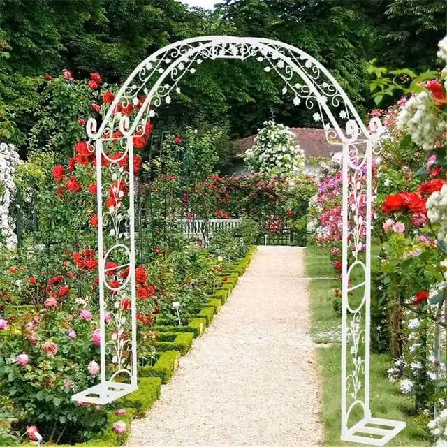 SPETLEK Heavy Duty Metal Garden Arch Trellis Support in White, W/D/H: 220 x 30 x 240 cm