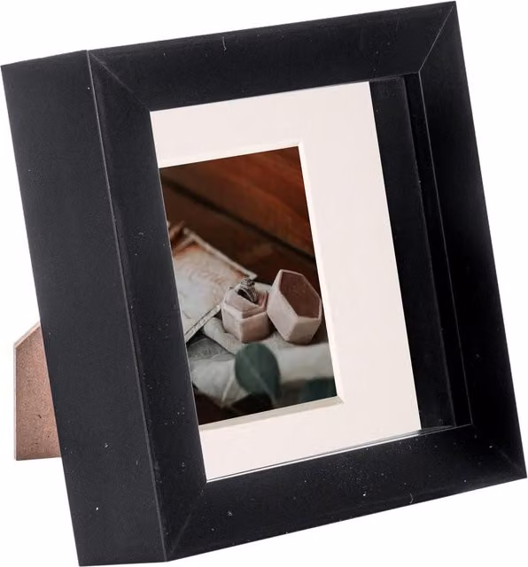 Nicola Spring Single Square 3D Box Photo Frame with Ivory Mount in White – 1