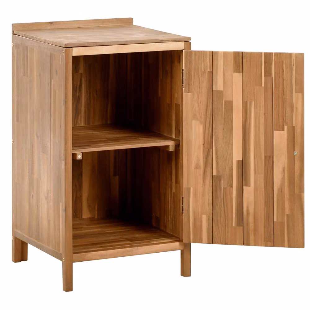 Wyld and Coco Acacia Wood Outdoor Kitchen Cabinet in Brown with Internal Shelves and Hinged Doors, W/D/H: 50 x 50 x 90 cm – 4