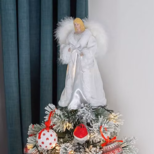 The Christmas Workshop 71099 White Diamante Angel Tree Topper, Height: 30 cm – 3