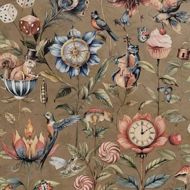 Holden Décor Curious Creatures Textured Animal Wallpaper in Gold and Multicolour
