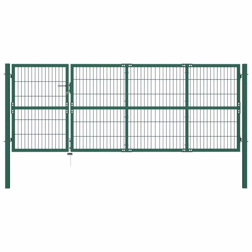 Berkfield Home Durable Steel Garden Fence Gate with Posts, Green, W: 350 cm, H: 120 cm – 2