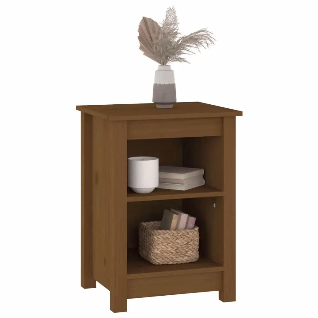 Berkfield Home Set of 2 Rustic Solid Wood Pine Bedside Cabinets, Honey Brown, W: 40 cm, D: 35 cm, H: 55 cm – 4