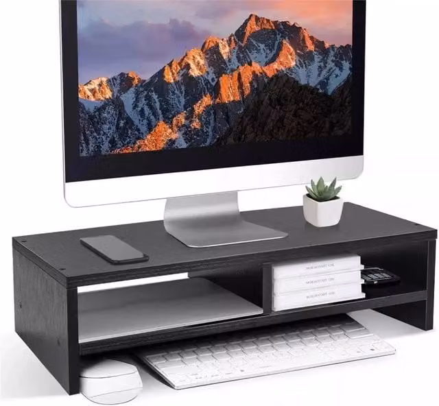 Nordara Black Desktop Monitor Stand and Laptop Screen Riser Rack W/D/H: 100 x 100 x 100 cm – 1