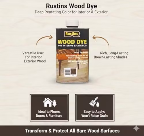 Rustins Wood Dye Oak Brown 250ml
