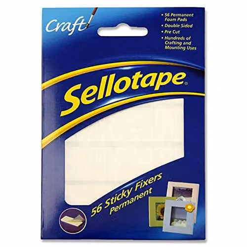 Sellotape White Double Sided Foam Sticky Fix, 56 Pack, W/D/H: 12 x 25 mm