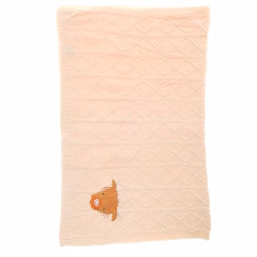 Ziggle Knitted Cotton Baby Blanket in Blue and Beige – 1
