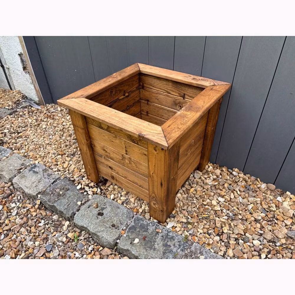 Charles Taylor Multi Pack of 3 Square Large Brown Wooden Planters – 2