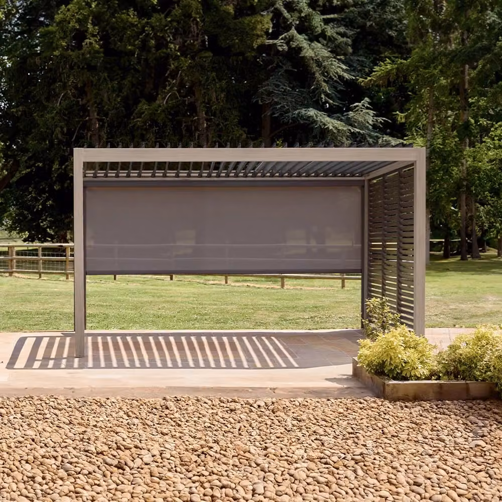 Leisure Grow Savannah Pergola with Lights in Grey Aluminium, W: 400 cm, D: 300 cm