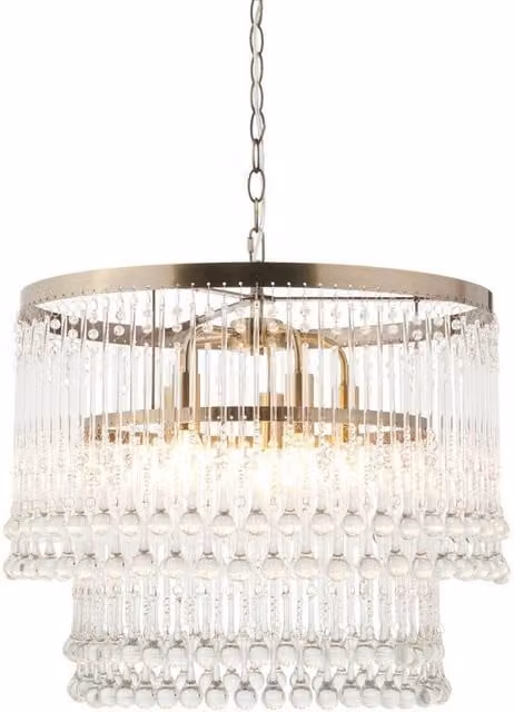 Netlighting Genevieve Pendant Light in Gold Brass with Transparent Crystal Glass, 5x E14 – 1