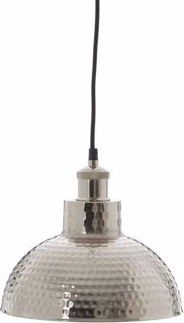 Orsina Hammered Effect Metal Pendant Light with Silver Dome Shade and Champagne Canopy – 1