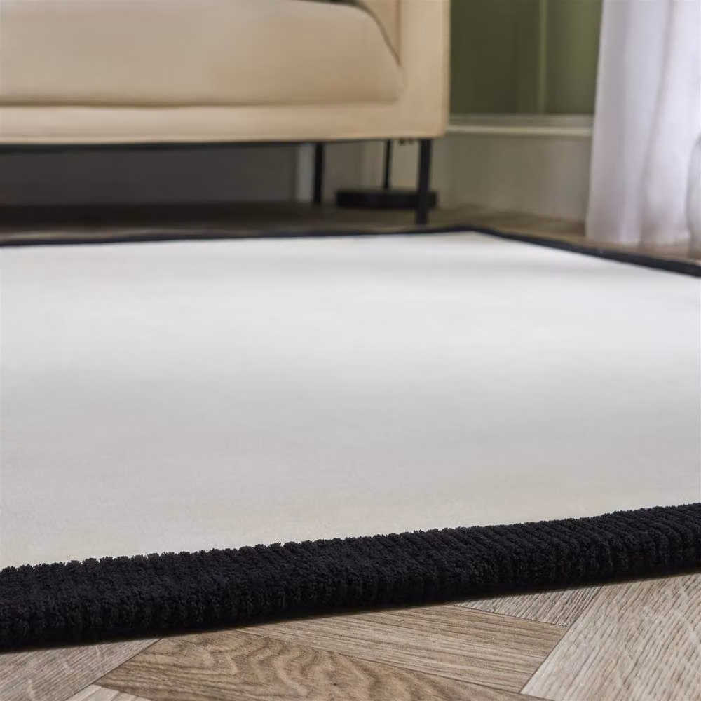 OHS Contrast Border Non Slip Tufted Hallway Runner Rug in Cream, W/D: 80 x 150 cm – 2