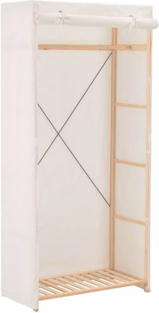 Berkfield Home White Fabric Wardrobe W/D/H: 79 x 40 x 170 cm