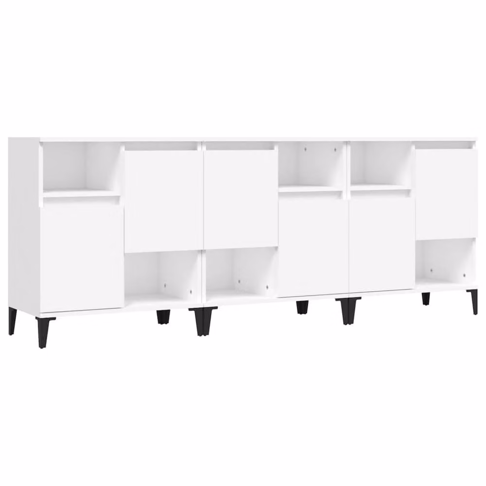 Berkfield Home Set of 3 Modern White Sideboards in Matt Engineered Wood, W/D/H: 60 x 35 x 70 cm – 2