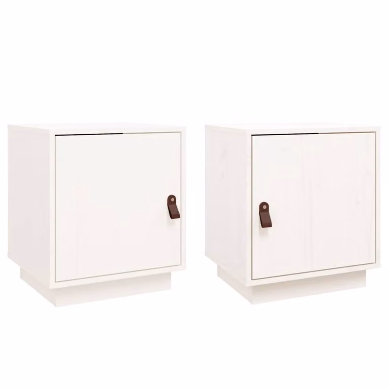 Berkfield Home Beautiful Bedside Cabinets, 2 Piece Set in White Solid Pine, W/D/H: 40 x 34 x 45 cm