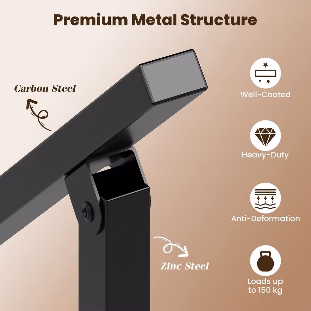 Gymax Black Metal Outdoor Handrail for 1 to 3 Steps with Flexible Angle – 5