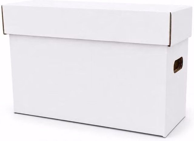 SPETLEK Stackable White Cardboard Comic Book Storage Box with Handles